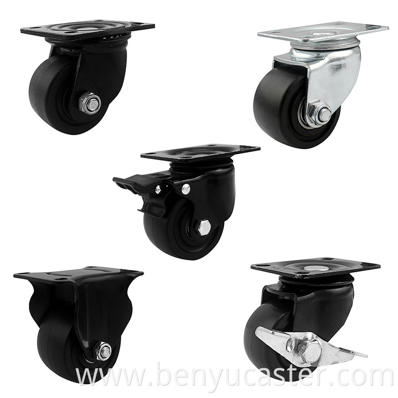 2 " Low Weight Core Heavy Duty Casters Low Cowboy Universal Casters Nylon Wheel with Side Brake